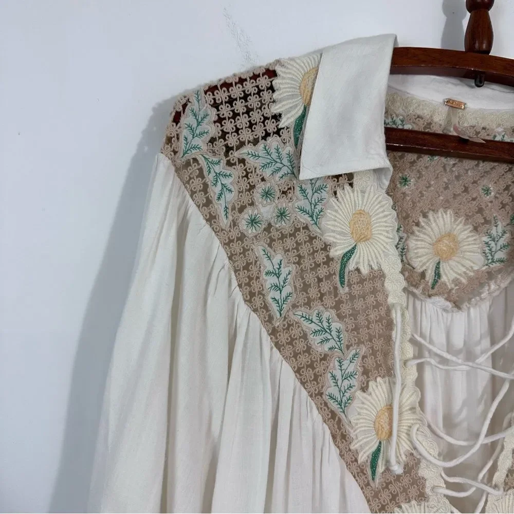Free People Chain of Daisies Tunic Dress Ivory/Cream